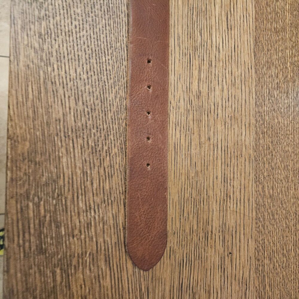 Club Monaco Men's Wide Brown Leather Belt Medium 32-34" - Picture 5 of 7